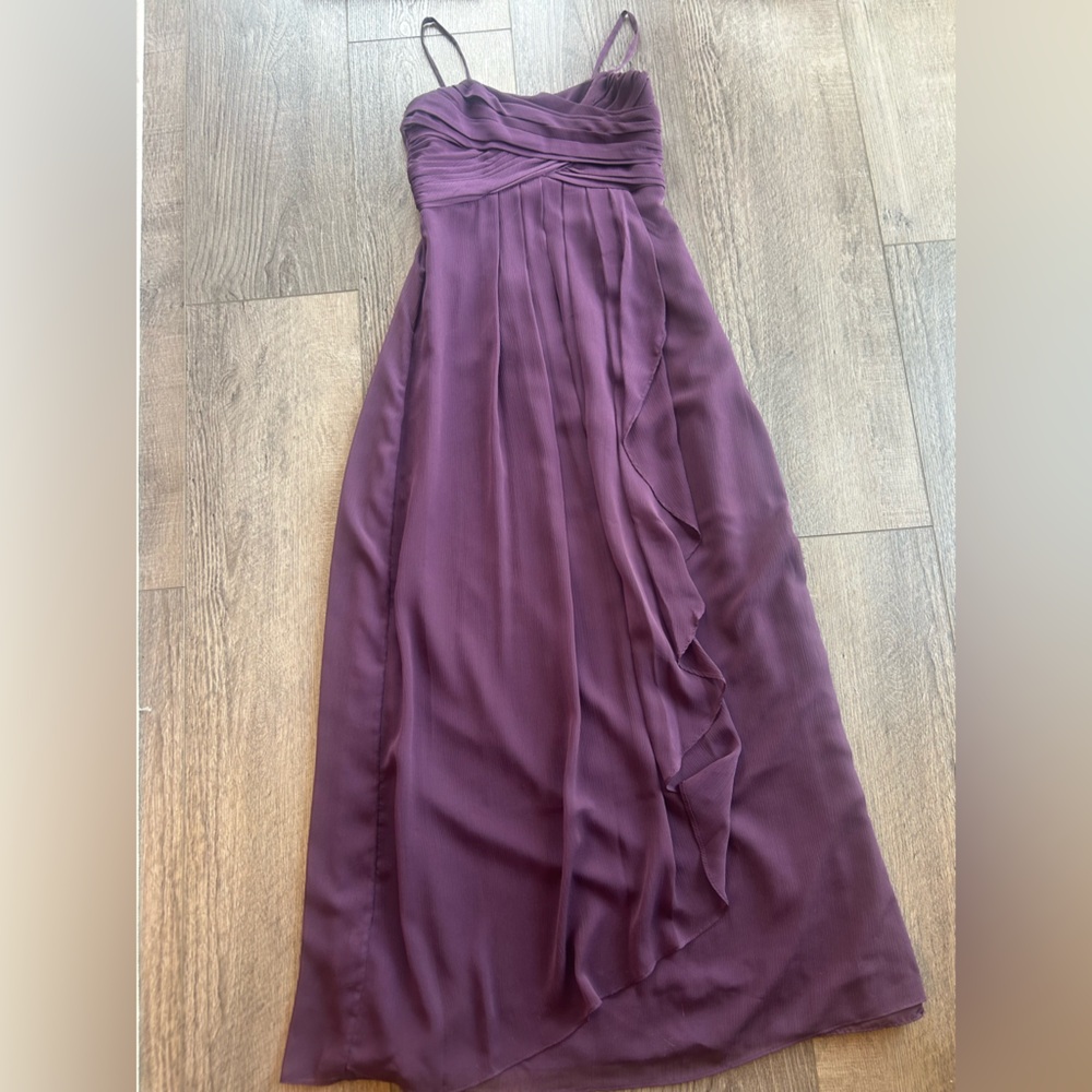 Timeless David’s Bridal Purple Maxi Dress Flowy with Adjustable Girls